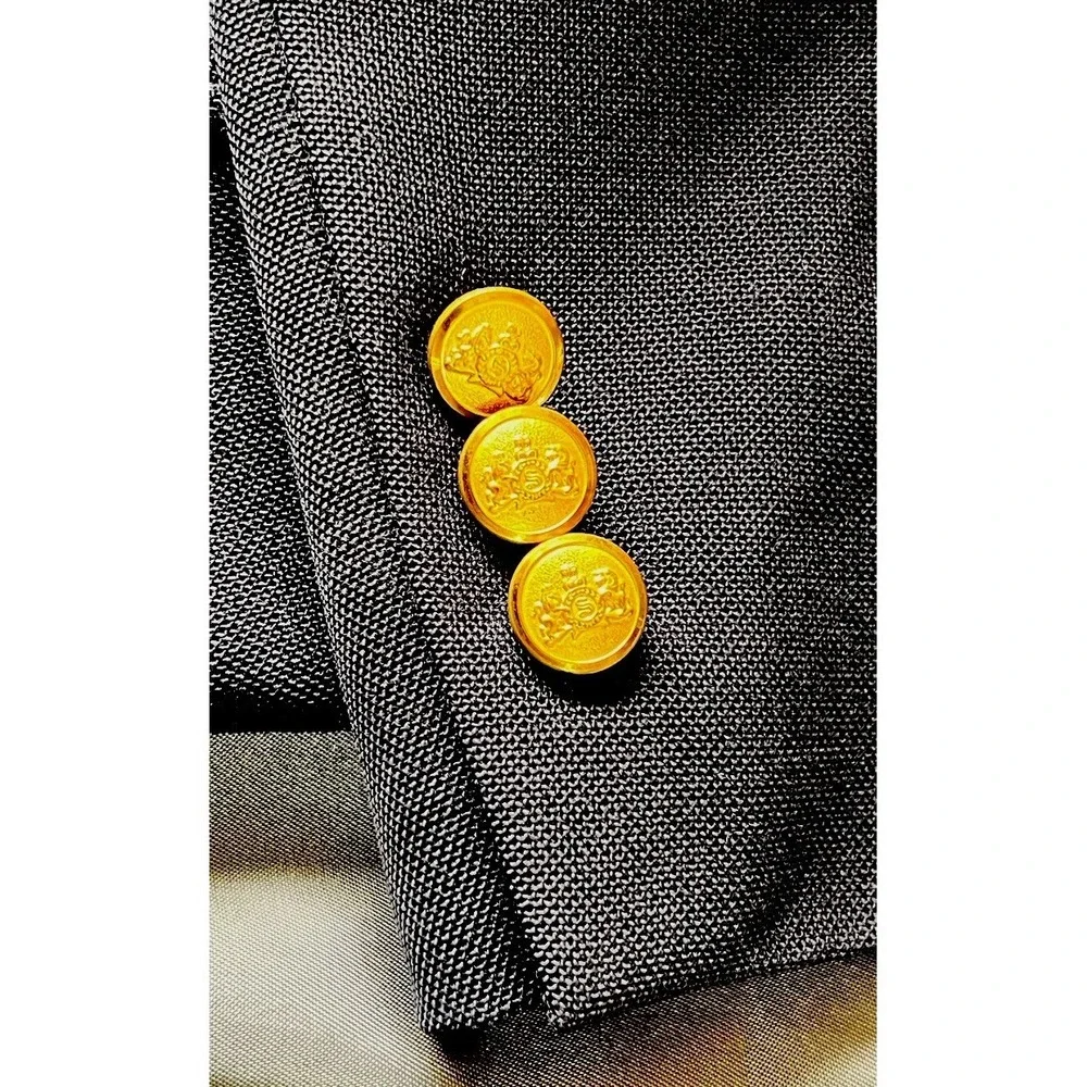Stafford Men's 43R Navy Blue Double Breasted Blazer Jacket 3 Gold Buttons USA